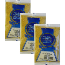 (Pack of 3) Heera Lapsi Coarse (Broken Wheat) 500g (Pack of 1), Prepared by milling raw hard wheat berries,A Nutrient-Dense Grain,Can Be Used In Variety Of Dishes