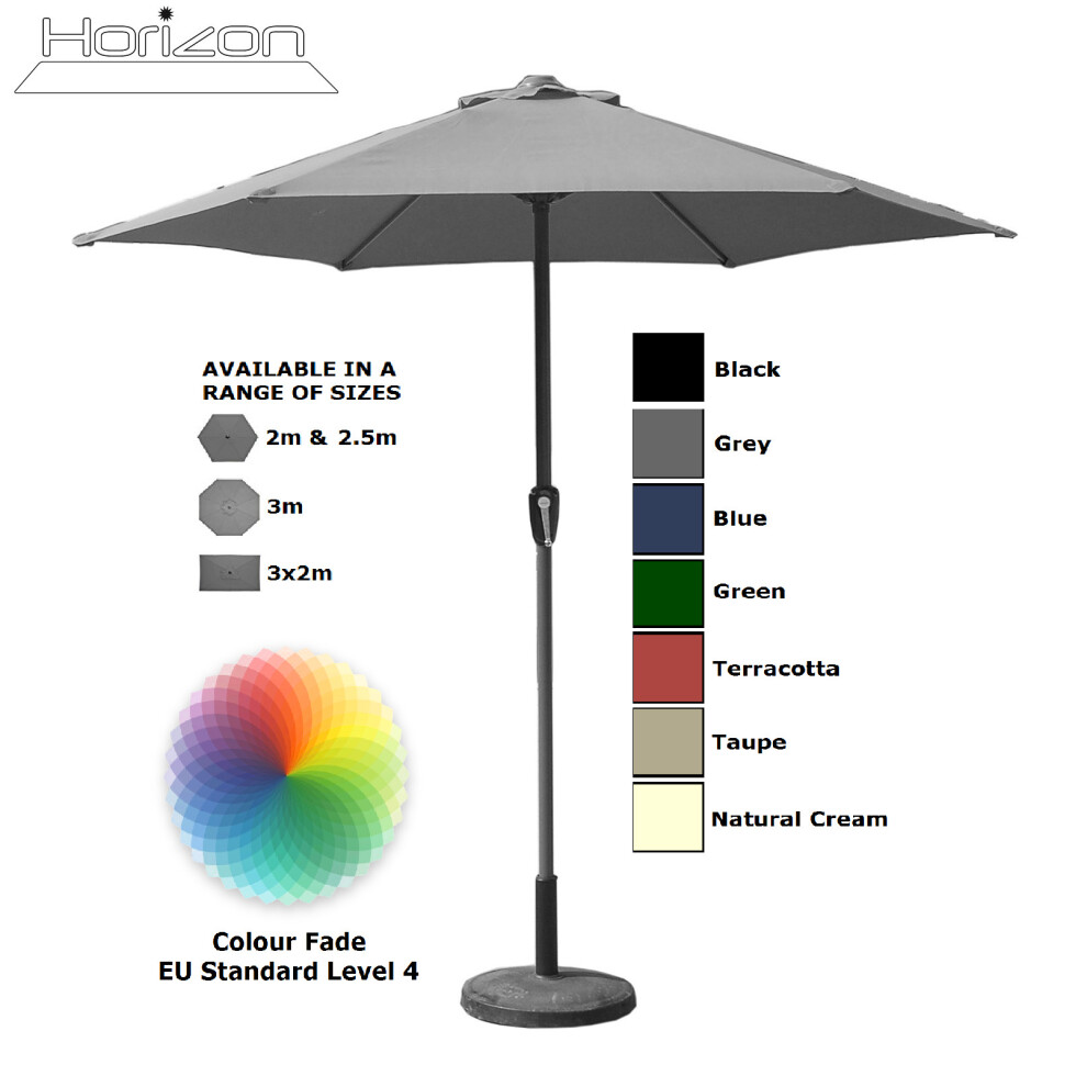 (2.5m, Grey) Parasol Aluminium Crank Full & Half Shade Umbrella