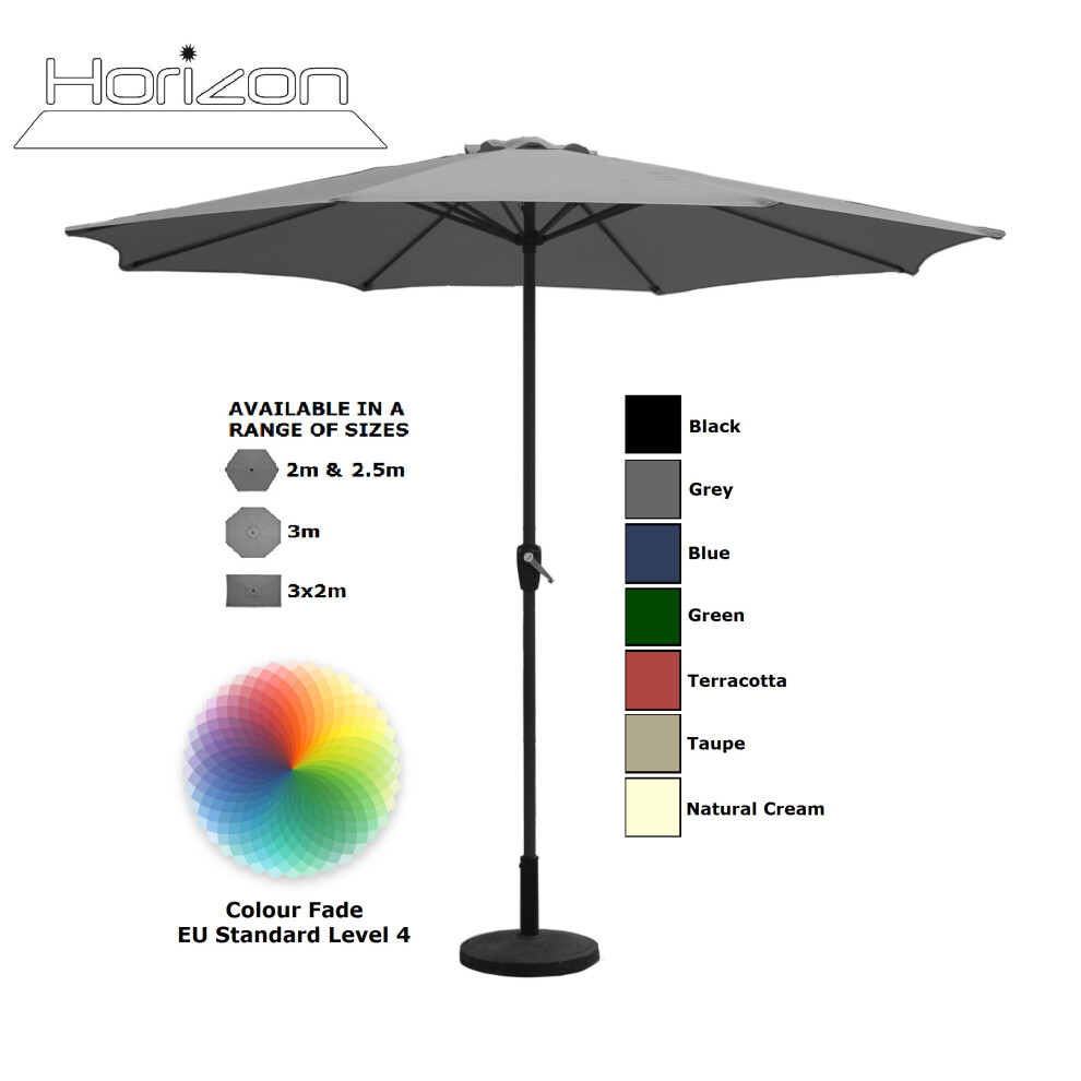 (3m, Grey) Parasol Aluminium Crank Full & Half Shade Umbrella