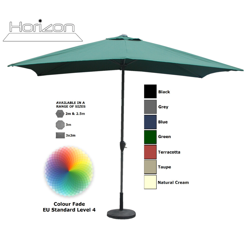 (3x2m, Green) Parasol Aluminium Crank Full & Half Shade Umbrella