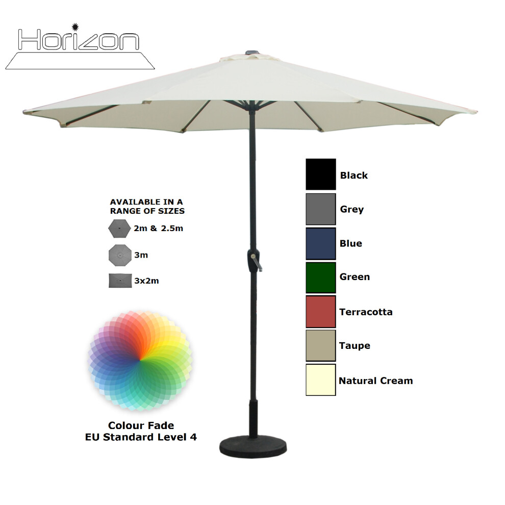 (3m, Natural Cream) Parasol Aluminium Crank Full & Half Shade Umbrella