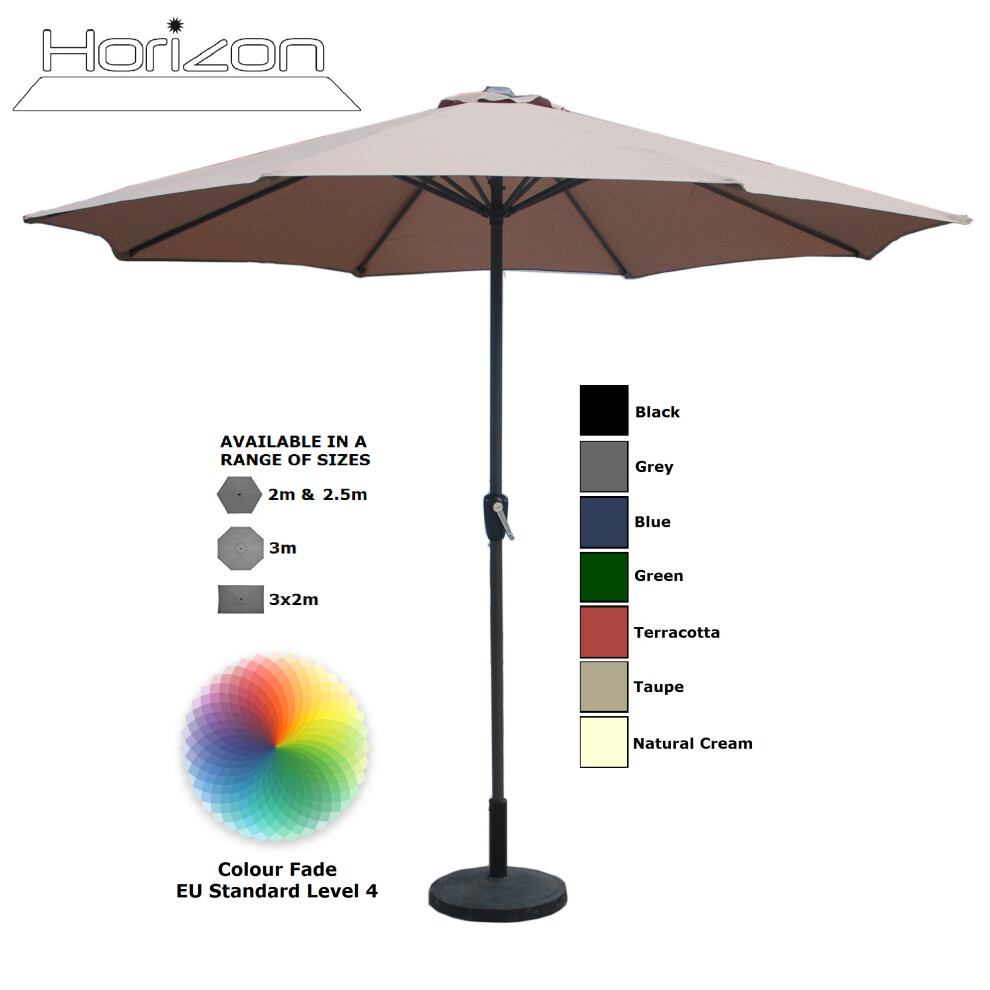 (3m, Taupe) Parasol Aluminium Crank Full & Half Shade Umbrella