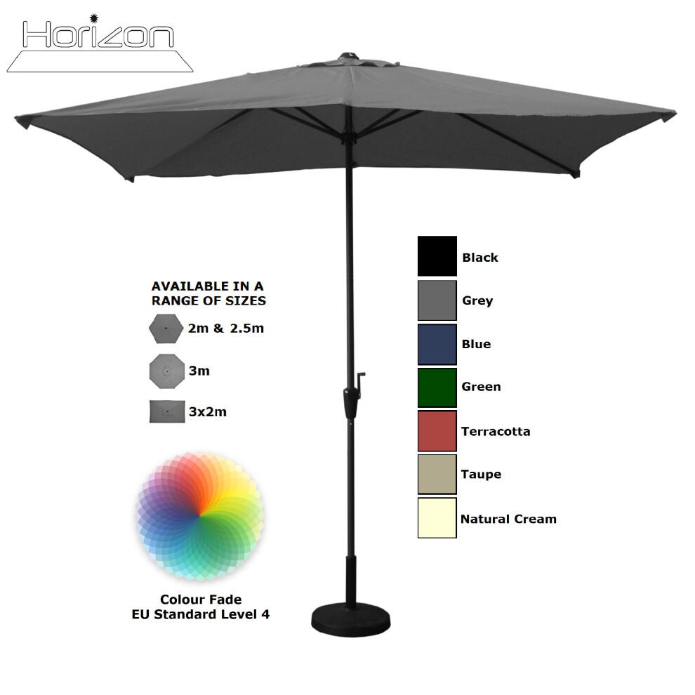 (3x2m, Grey) Parasol Aluminium Crank Full & Half Shade Umbrella