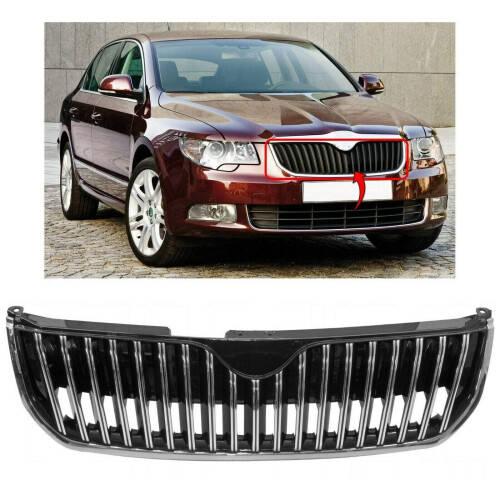 Skoda Superb 2008-2013 Main Centre Front Bumper Grille All Chromed Hatch