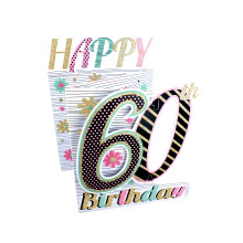 60th Birthday Female 3D Cutting Edge Birthday Card Glittered Greeting Cards