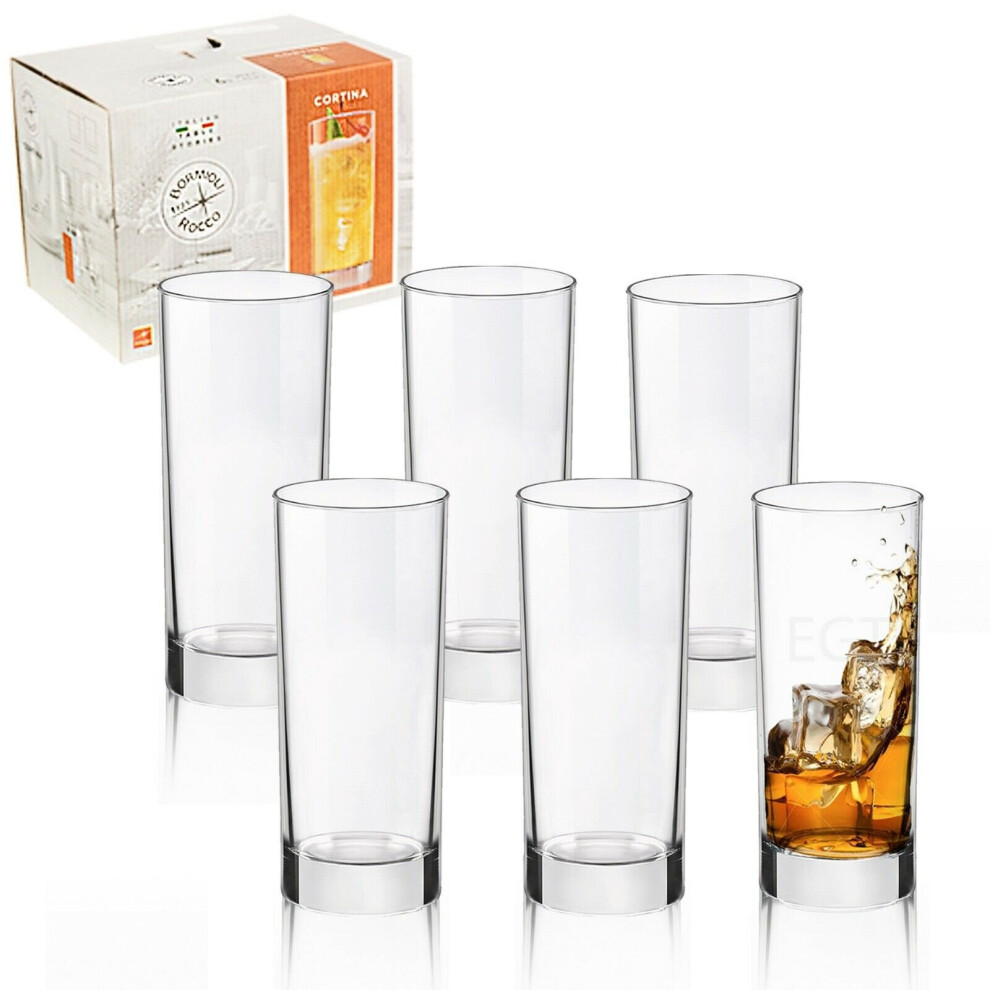 (6) Bormioli Rocco 275ml Hi Ball Tall Tumblers Glasses