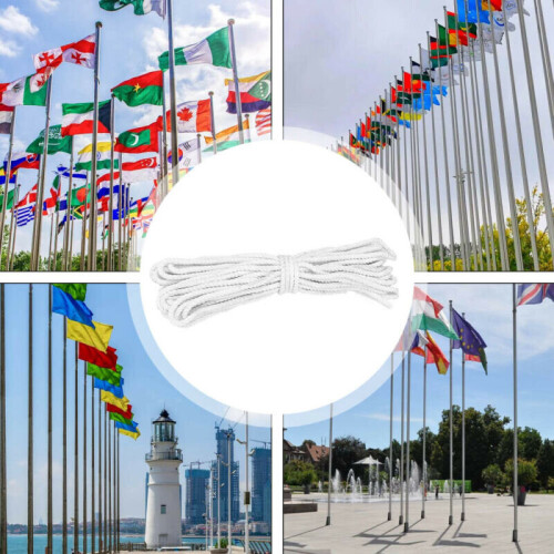 20FT Nylon Braided Rope +2 Hooks Flagpole Accessory Kit Flag Pole Parts 1