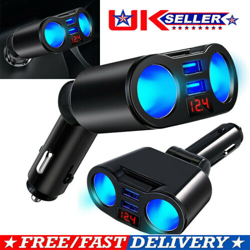 12V Car Cigarette Lighter 2 Way Dual USB Charger Plug Socket Splitter 1