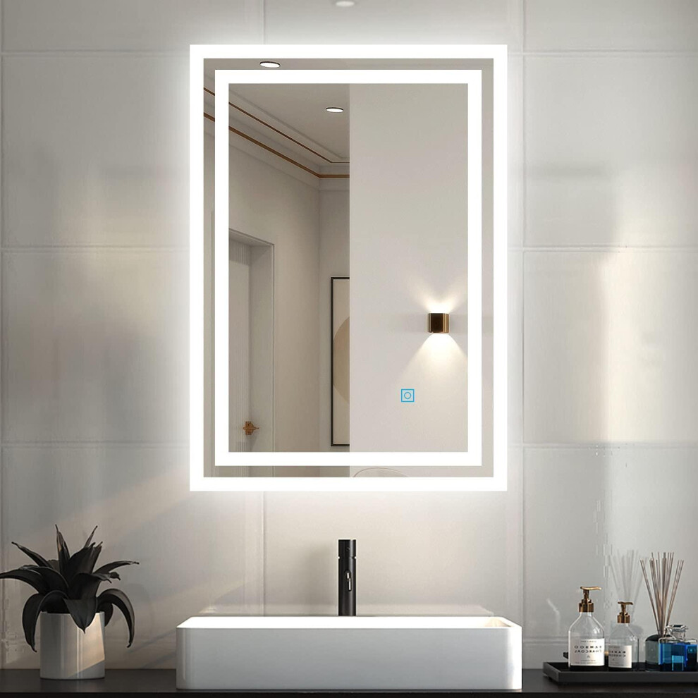 Bathroom Mirror with LED Lights, Anti Fog Touch Sensor 500x700 700x500 Vanity Wall Mounted Frameless