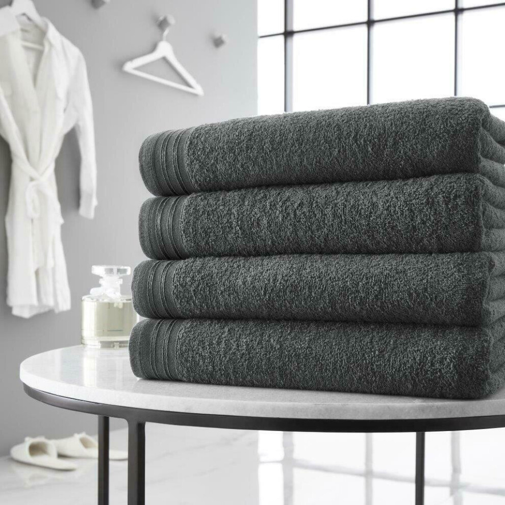 (WILSFORD Charcoal, Pack of 4) HOTEL QUALITY LARGE SIZE Bath Sheet Towel 4 Pack