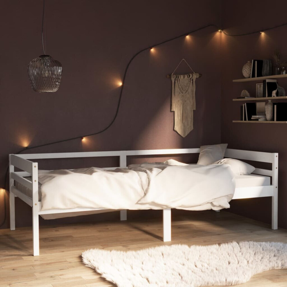 Vidaxl Solid Wood Pine Bed Frame White 90X200 Cm Bedstead Bedroom Furniture