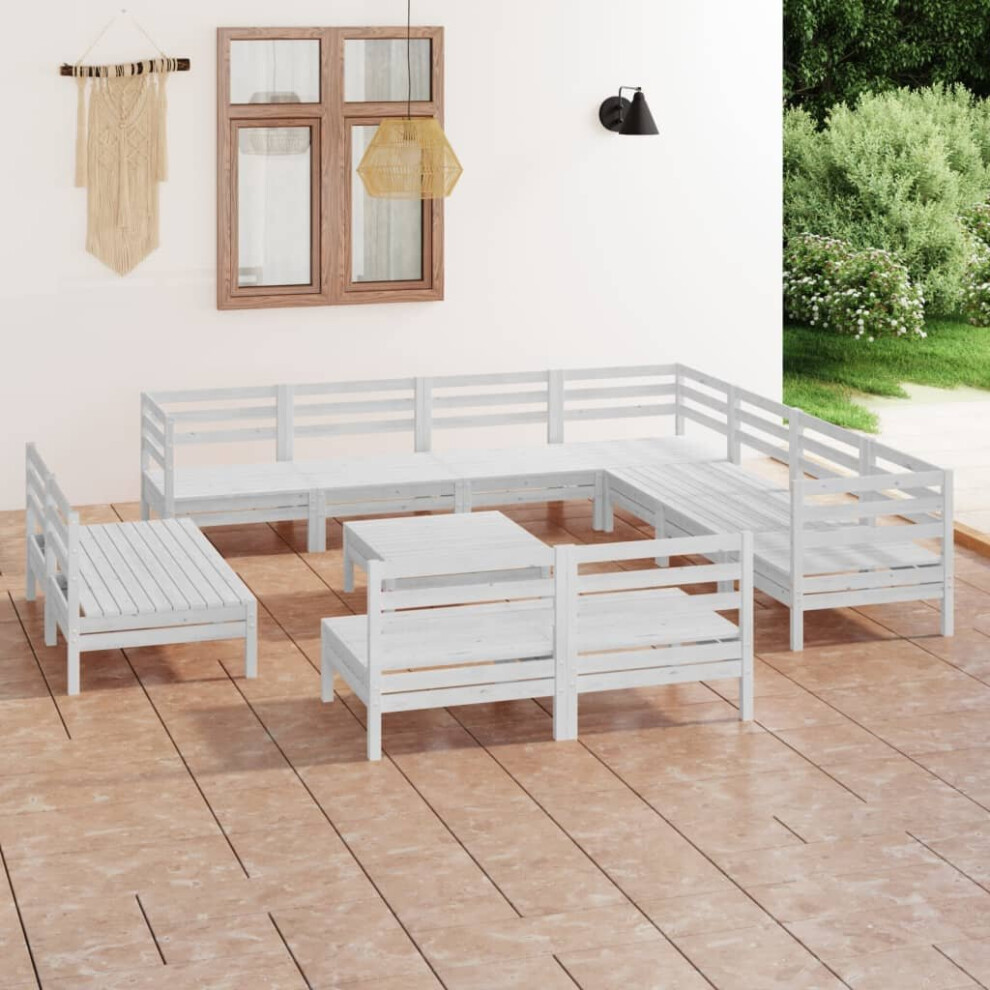 vidaXL Garden Lounge Set Outdoor Lounge Set 12 Piece Solid Wood Pine White