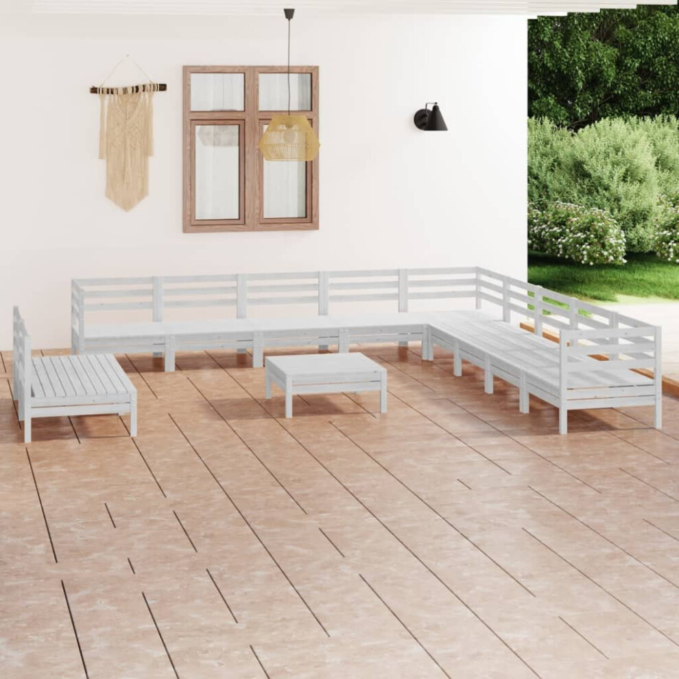 vidaXL Garden Lounge Set Outdoor Lounge Set 12 Piece Solid Wood Pine White