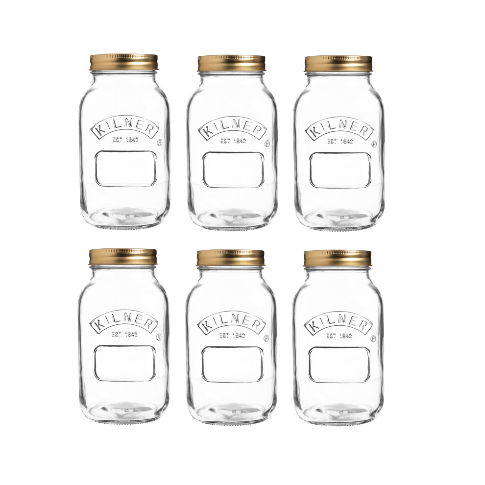 Kilner 6X 1L Screw Top Preserve Jars Food Storage Jams Pickles Chutney