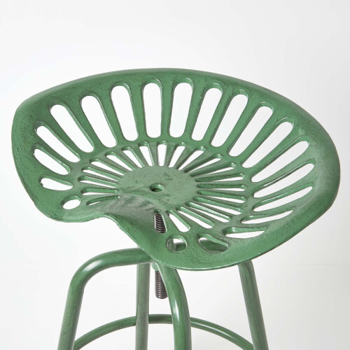 Homescapes (Green) Vintage Style Metal  Adjustable Tractor Seat Bar Stool 2