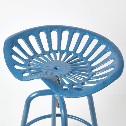 Homescapes (Blue) Vintage Style Metal  Adjustable Tractor Seat Bar Stool 2