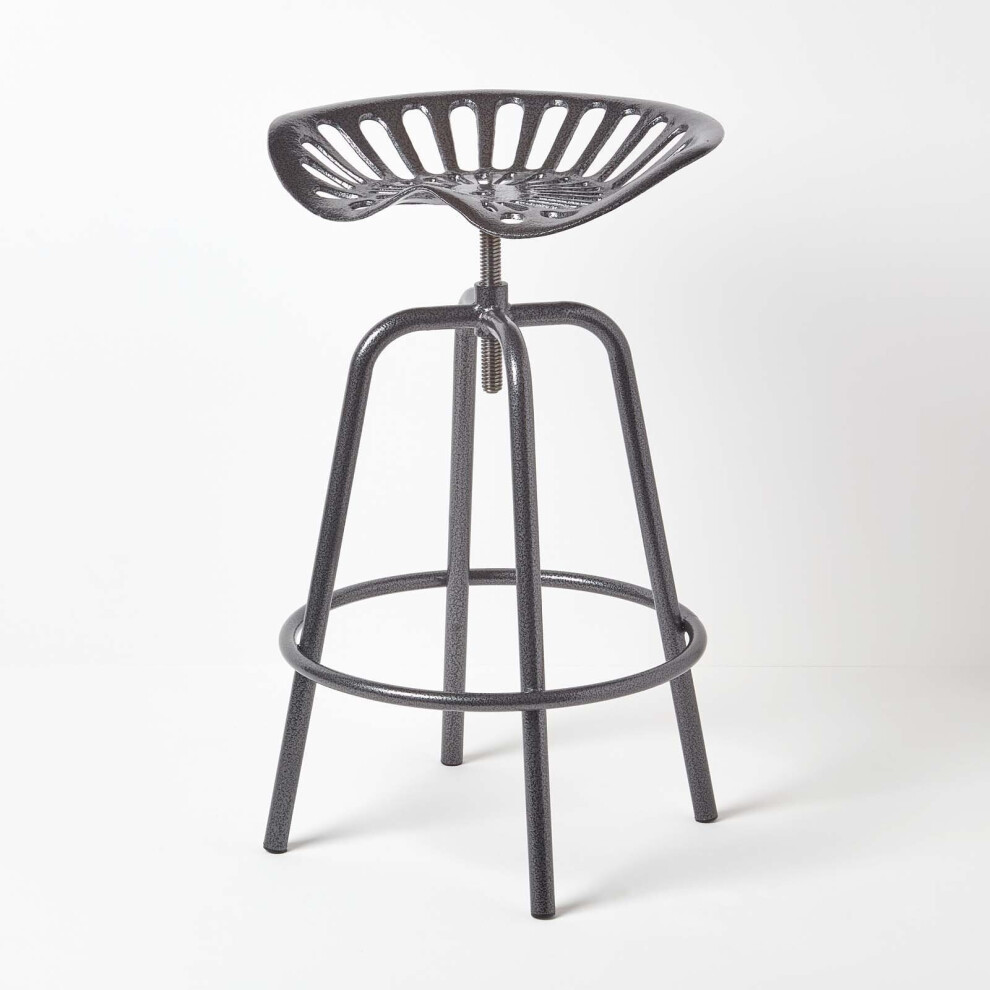 Homescapes (Metal Grey) Vintage Style Metal Adjustable Tractor Seat Bar Stool