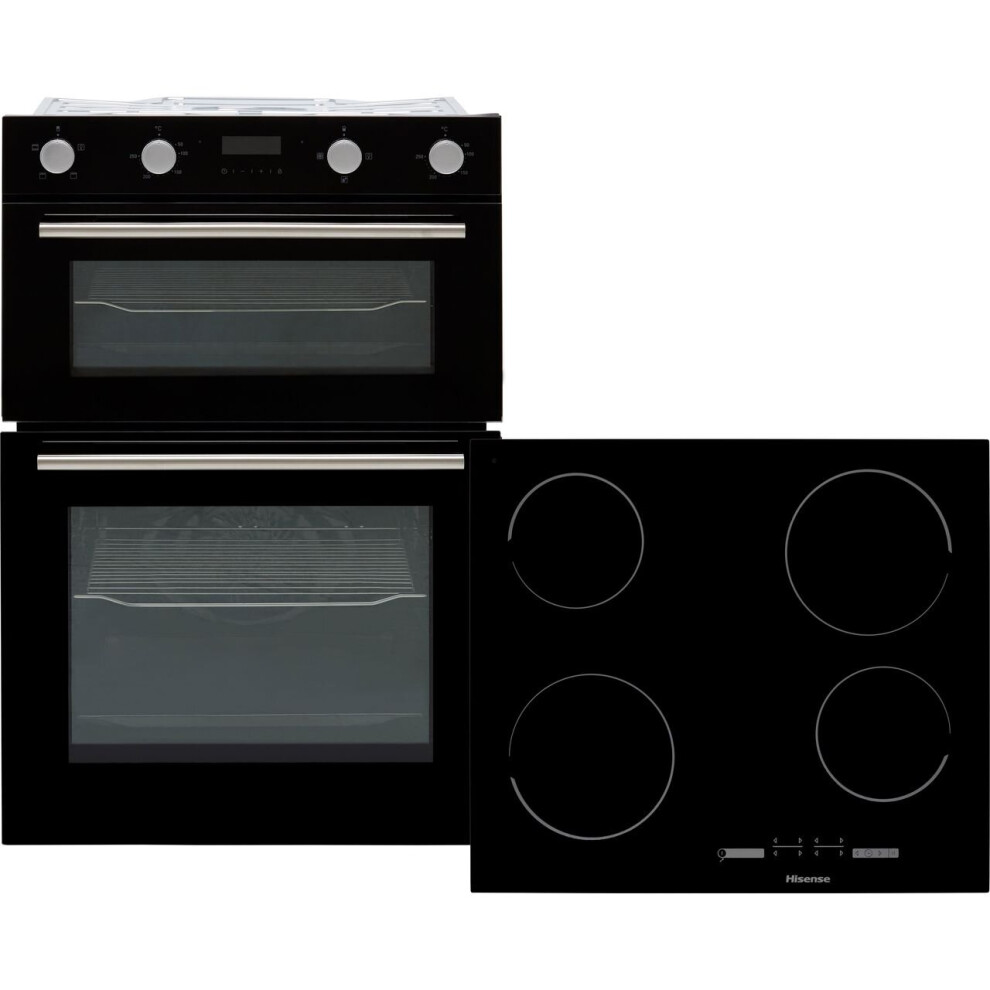 Hisense BI6095CGUK Built In Electric Electric Double Oven and Ceramic Hob Pack - Black