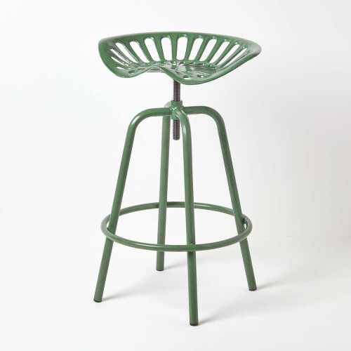 Homescapes (Green) Vintage Style Metal  Adjustable Tractor Seat Bar Stool
