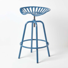 (Blue) Vintage Style Metal Adjustable Tractor Seat Bar Stool