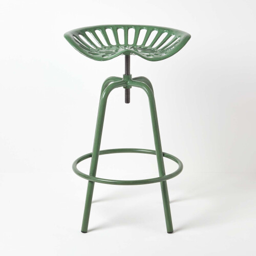 Homescapes (Green) Vintage Style Metal  Adjustable Tractor Seat Bar Stool 1