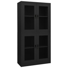 vidaXL Office Cabinet Anthracite Steel and Tempered Glass File Storage Cabinet