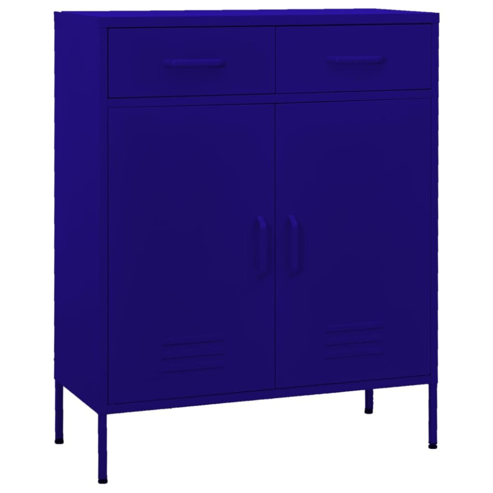 Vidaxl Storage Cabinet Navy Blue Steel Living Room Sideboard Cupboard Bookcase
