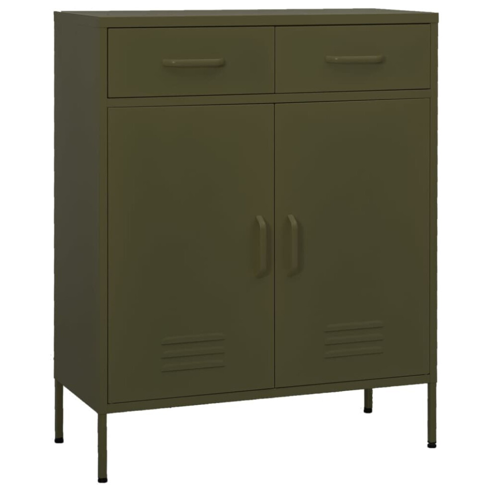 vidaXL Storage Cabinet Olive Green Steel Home Sideboard Cupboard Bookcase