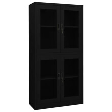 vidaXL Office Cabinet Black Steel and Tempered Glass File Storage Cabinet