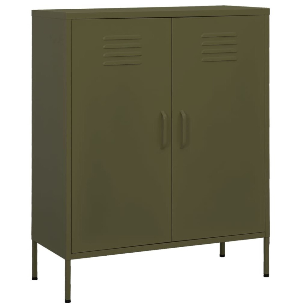 Vidaxl Storage Cabinet Olive Green Steel Home Sideboard Cupboard Bookcase