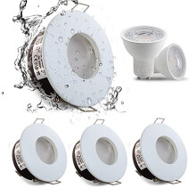 4XSweier IP65 Waterproof GU10 5W Recessed LED Downlight 3000K Warm White - Bathroom & Kitchen Spotlight