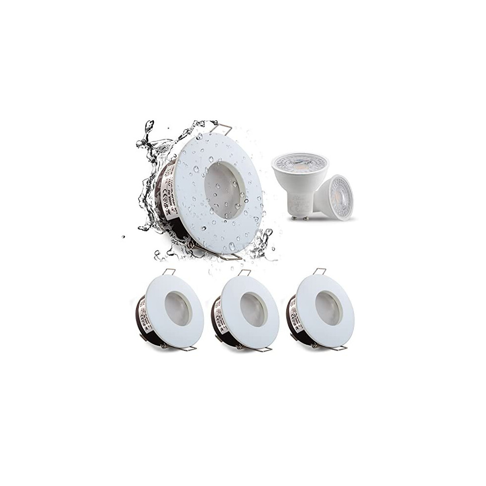 4XSweier IP65 Waterproof LED Recessed Ceiling Lights, 5W Warm White 3000K LED Spot, Suitable for Bathroom and Kitchen spotlights (Configure GU10