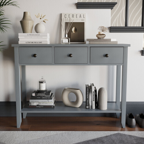 Vida Designs (3 Drawer) Windsor Console Table Bottom Shelf Hallway Storage 2