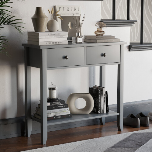 Vida Designs (2 Drawer) Windsor Console Table Bottom Shelf Hallway Storage