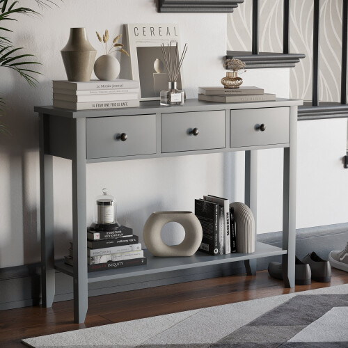 Vida Designs (3 Drawer) Windsor Console Table Bottom Shelf Hallway Storage