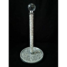 Crushed Diamond Silver Crystal Filled Kitchen Roll Holder Diamante