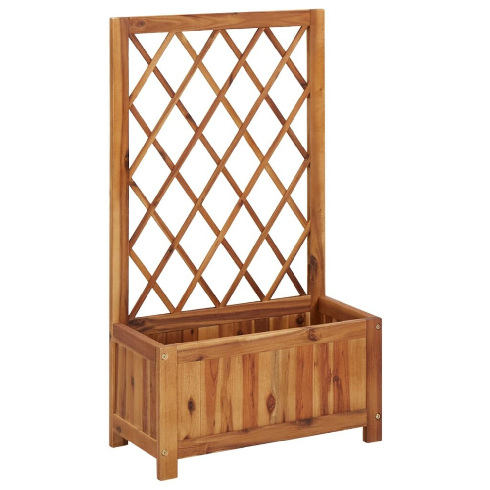 Vidaxl Solid Acacia Wood Garden Raised Bed With Trellis Planter Flower Bed