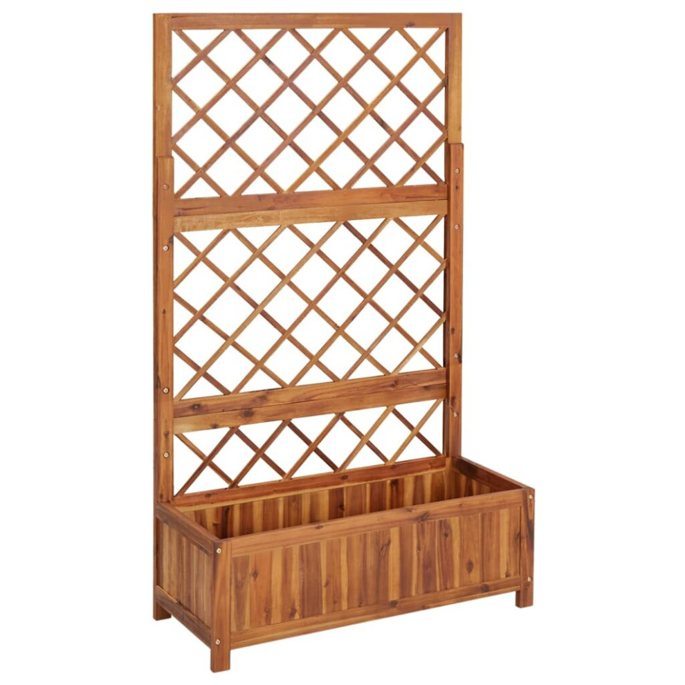 Vidaxl Solid Acacia Wood Raised Bed With Trellis Outdoor Planter Flower Bed