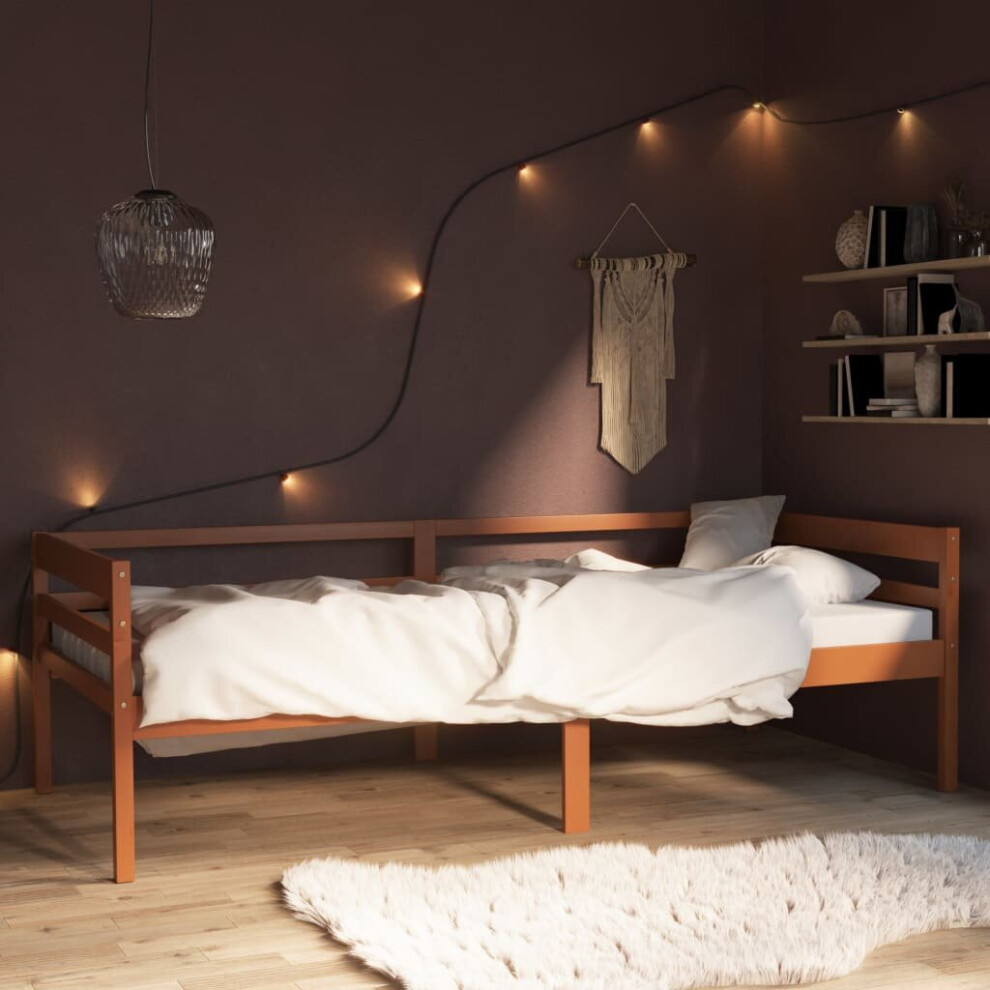 Vidaxl Solid Wood Pine Bed Frame Honey Brown 90X200 Cm Home Bedroom Furniture