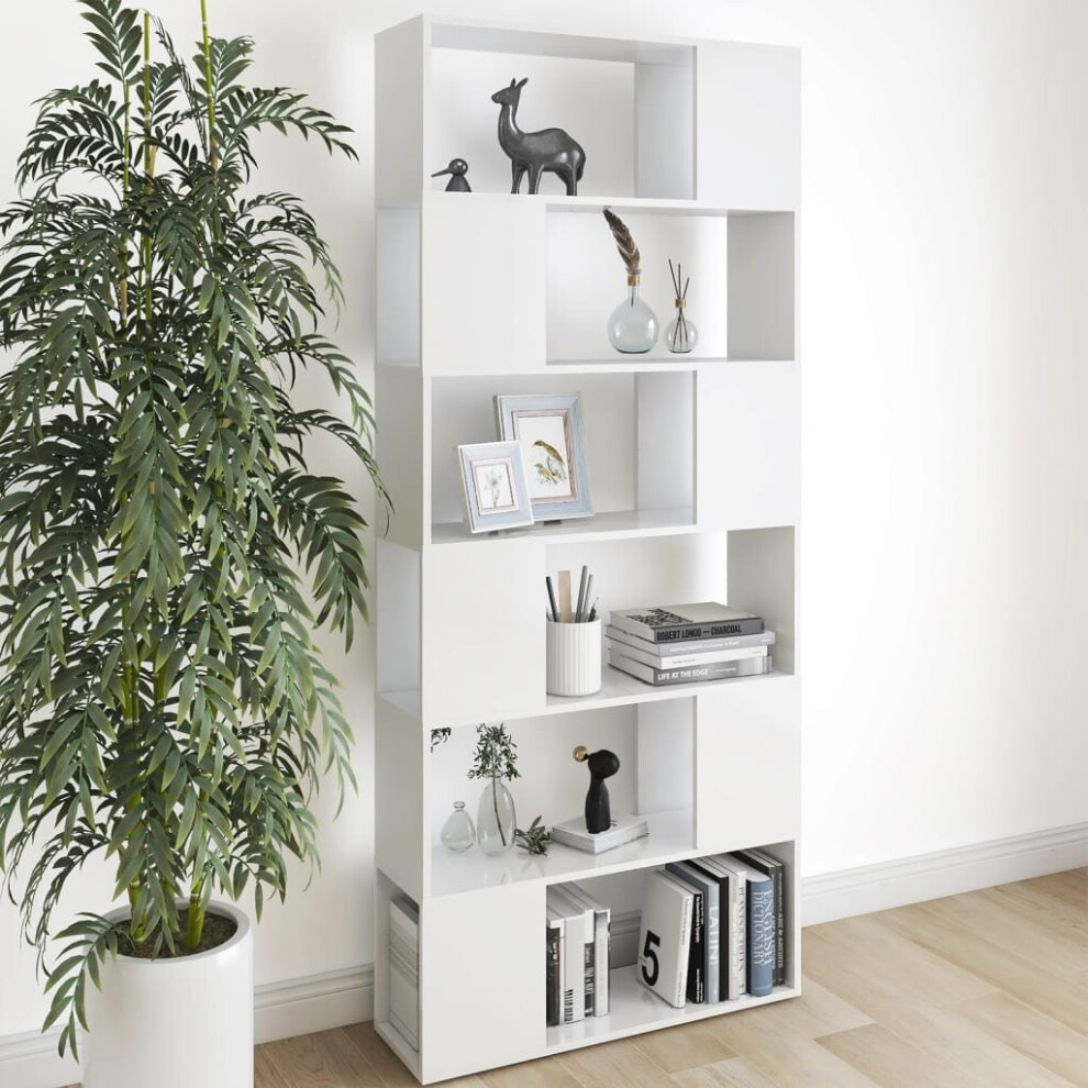 vidaXL Book Cabinet Room Divider White Engineered Wood Privacy Screen Cabinet