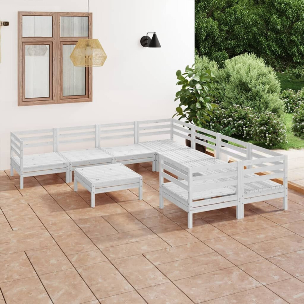 vidaXL Garden Lounge Set Outdoor Lounge Set 9 Piece White Solid Wood Pine