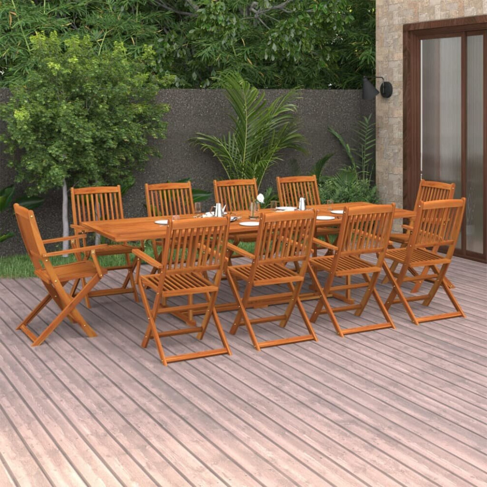 vidaXL Solid Acacia Wood Garden Dining Set 11 Piece Outdoor Table and Chair