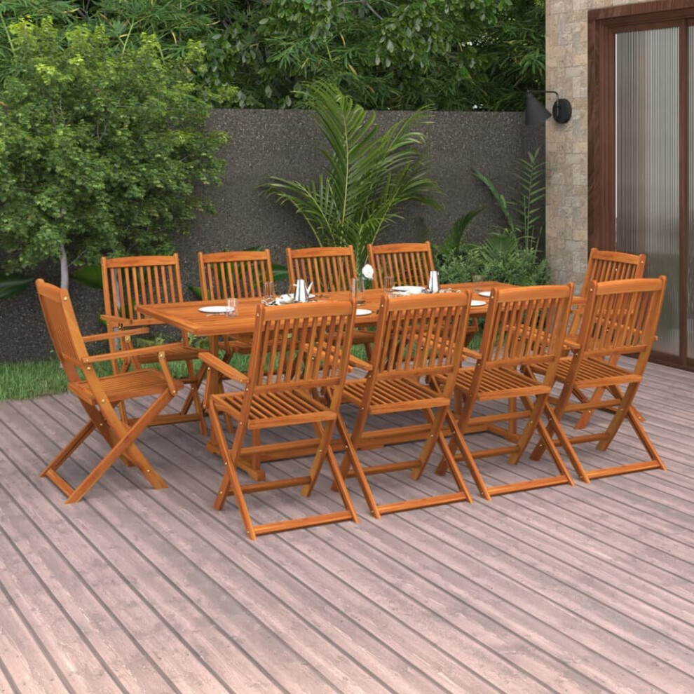 vidaXL Solid Acacia Wood Garden Dining Set 11 Piece Outdoor Table and Chair