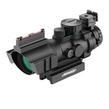 AOMEKIE Air Rifle Scope 4X32mm Red/Green/Blue Illuminated Rapid Range Reticle Airsoft Red Dot Sight Scope with Top Fiber Optic Sight and 11mm/22mm P