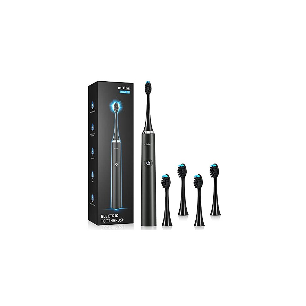 Mitimi Electric Toothbrush, Rechargeable Power Sonic Toothbrush with 40000VPM, 5 Optional Modes, Smart Timer, 5 Replacement Brush Heads, Ultrasonic