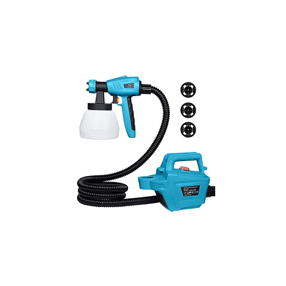 Paint Sprayer, Tilswall 800 Watt Home Electric Spray Gun Power Painter with 1300ML Detachable Tank Max 1100ml/min, 2.5m Hose, 3 Spray Patterns,3 Noz