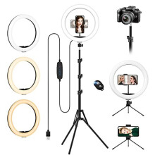 Ring Light with Tripod Stand & Phone Holder Tall, 12.6 inch Selfie Ring Lights for Makeup, Live Streaming, Tiktok, YouTube Video, Dimmable LED Circl