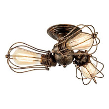 Vintage Ceiling Light Industrial, LULING Chandeliers Adjustable Socket Metal Wire Cage Lamp Semi-Flush Mount Rustic Ceiling Light Metal Lamp Fixt