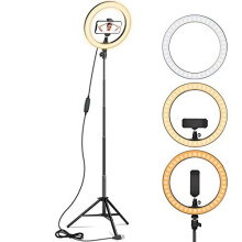 Ring Light 10" with 67" Extended Tripod Stand & Phone Holder for YouTube Video, Camera Led Ring Light for Streaming, Makeup, Selfie Photography Comp