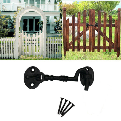 Cabin Hook Eye Door Hold Back Open Classic Cast Iron Gate Holder 100MM 2
